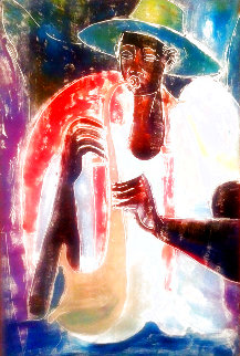 Horn Player 1996 45x35 Super Huge Works on Paper (not prints) - William Tolliver Horn Player 1996 45x35 Super Huge Works on Paper (not prints) - William Tolliver
