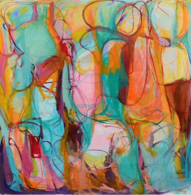Luminous 2015 55x55 Huge Original Painting by Gabriela Tolomei