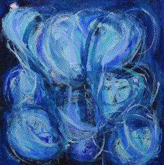 Love in Blue 2022 47x47 Huge Original Painting - Gabriela Tolomei