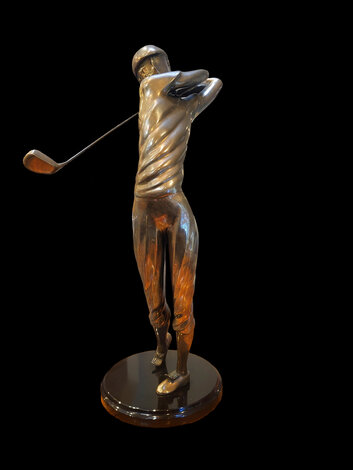 Untitled Golfer Bronze Sculpture 1986 31 in - Huge Sculpture - Tom and Bob Bennett