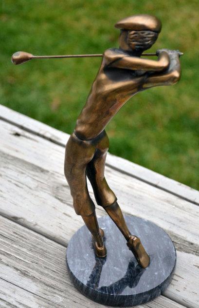 Golfer Bronze Sculpture 1987 13 in Sculpture by Tom and Bob Bennett