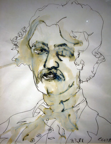 Edgar Allan Poe 1981 17x13 Drawing - Tony Curtis