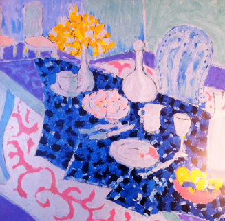Table Set with Yellow Flowers 1987 29x24 Limited Edition Print - Tony Curtis Table Set with Yellow Flowers 1987 29x24 Limited Edition Print - Tony Curtis
