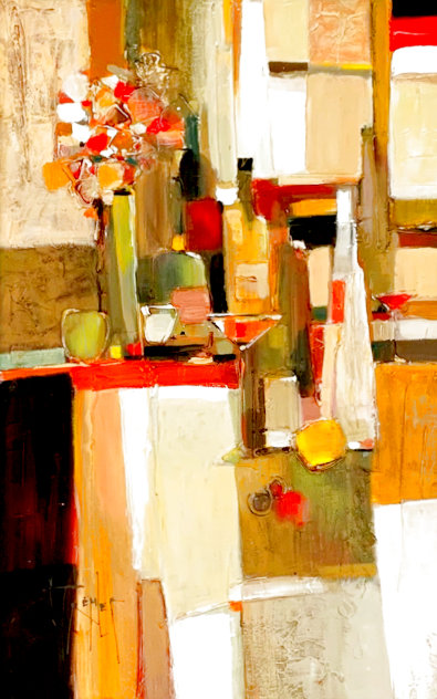 Drinks and Flowers 2004 47x31 - Huge Original Painting by Yuri Tremler