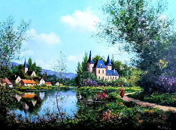 Chateau De Privoux 34x45 Huge Original Painting - Paul Valere Chateau De Privoux 34x45 Huge Original Painting - Paul Valere