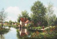 Le Moulin De Montragis (Loire Valley in France) 1985 36x24 Original Painting by Paul Valere - 0 Le Moulin De Montragis (Loire Valley in France) 1985 36x24 Original Painting by Paul Valere - 0
