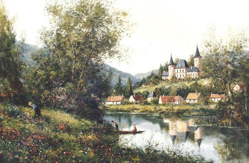 Chateau De La Villande 1986 34x44 Original Painting - Paul Valere Chateau De La Villande 1986 34x44 Original Painting - Paul Valere