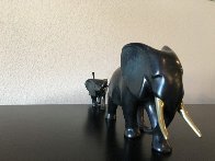 Elephant And Baby Running Bronze Sculpture 12 in Sculpture by Loet Vanderveen - 1 Elephant And Baby Running Bronze Sculpture 12 in Sculpture by Loet Vanderveen - 1