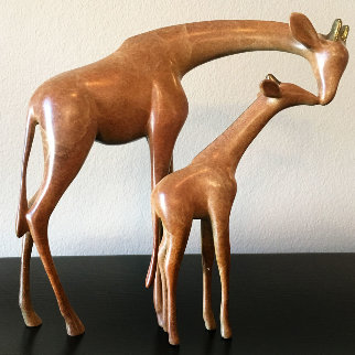 Giraffe And Baby  Bronze Sculptrue 2000 9 in Sculpture - Loet Vanderveen