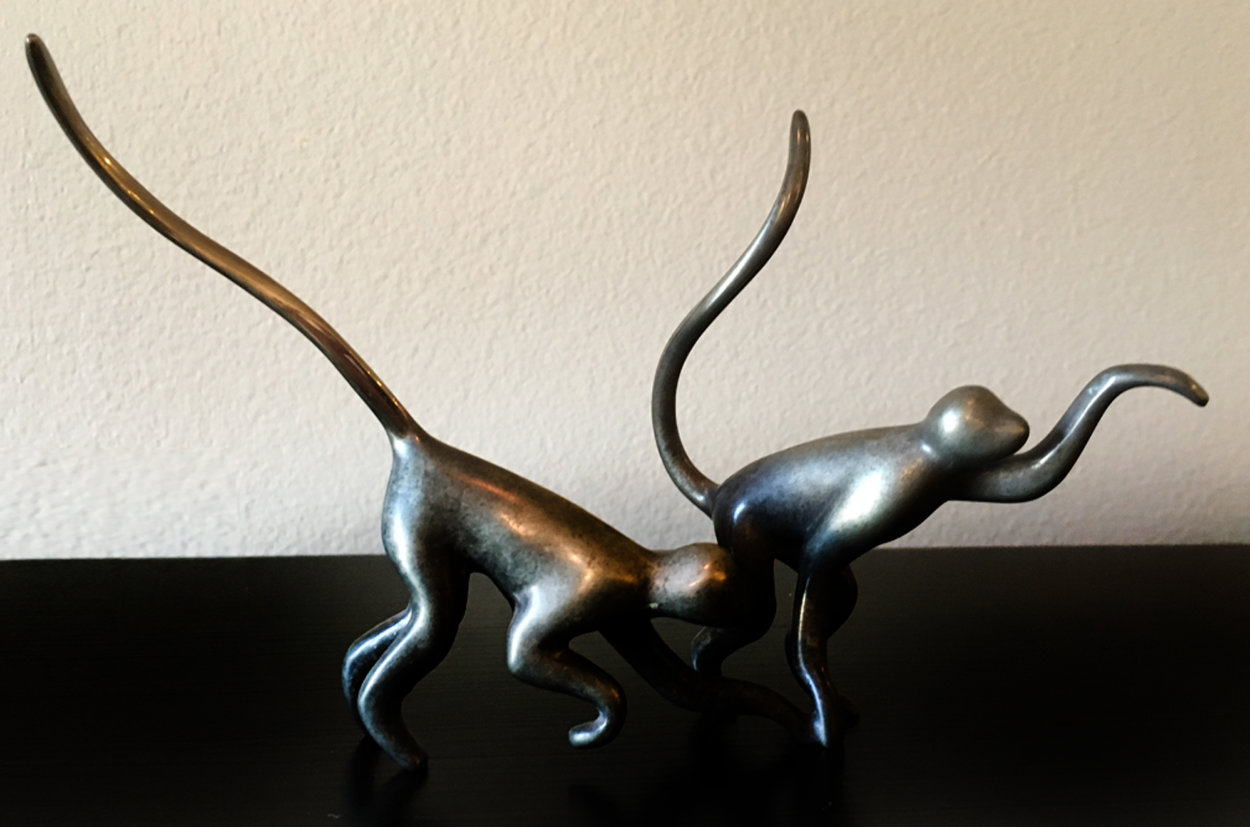 Monkeys Pair Noahs Bronze Sculpture 2002 7 in Sculpture by Loet Vanderveen Monkeys Pair Noahs Bronze Sculpture 2002 7 in Sculpture by Loet Vanderveen