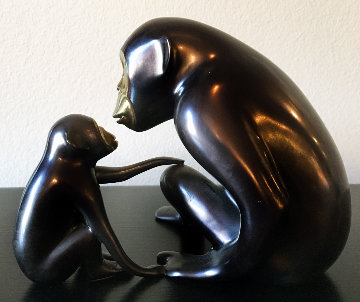 Chimp And Baby Bronze Sculpture 1998 7 in Sculpture - Loet Vanderveen Chimp And Baby Bronze Sculpture 1998 7 in Sculpture - Loet Vanderveen