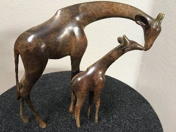 Giraffe And Baby Bronze Sculpture 1999 8 in Sculpture - Loet Vanderveen