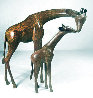 Giraffe And Baby Bronze Sculpture 1999 8 in Sculpture by Loet Vanderveen - 1