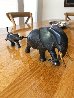 Elephant and Baby Running Bronze Sculpture 12 in Sculpture by Loet Vanderveen - 3