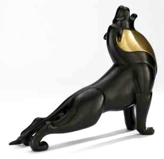 Roaring Lion Bronze Sculpture - 24 in  Sculpture - Loet Vanderveen