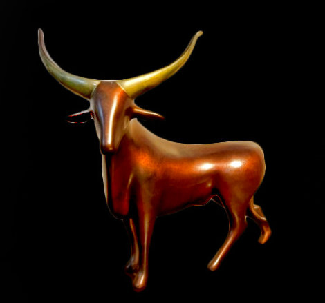Bull Bronze Sculpture 8 in - Texas Sculpture - Loet Vanderveen