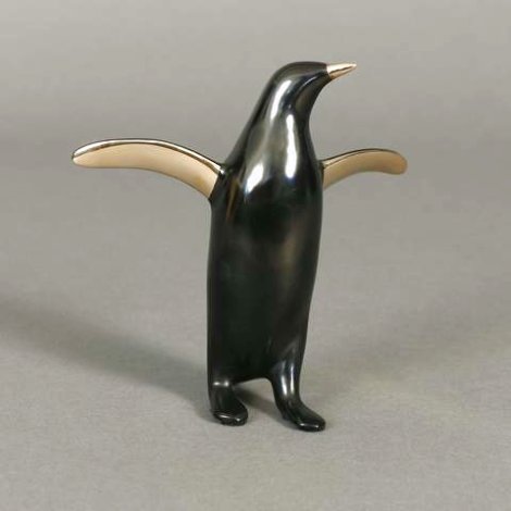 Classic Penguin Bronze Sculpture 6 in Sculpture - Loet Vanderveen