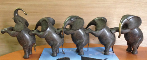 Elephants, Standing Bronze Sculpture 20 in Sculpture - Loet Vanderveen