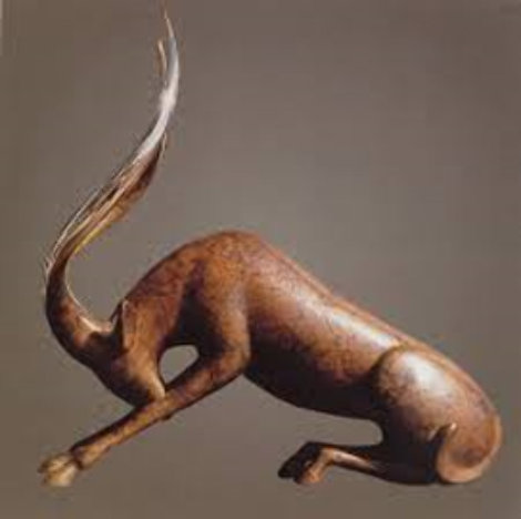 Stretching Gazelle Bronze Sculpture AP 14 in Sculpture - Loet Vanderveen