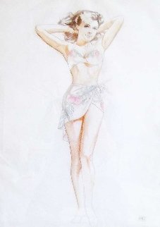 Island Girl Watercolor and Pencil 1950 36x30 Watercolor - Alberto Vargas Island Girl Watercolor and Pencil 1950 36x30 Watercolor - Alberto Vargas