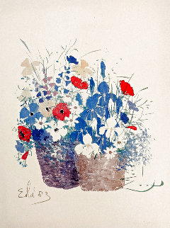 Double Baskets/Mixed Bouquet 1980 Limited Edition Print - Eda Varricchio Double Baskets/Mixed Bouquet 1980 Limited Edition Print - Eda Varricchio