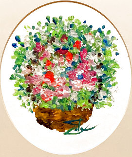 Untitled Floral Still Life 2013 8x6 Original Painting - Eda Varricchio