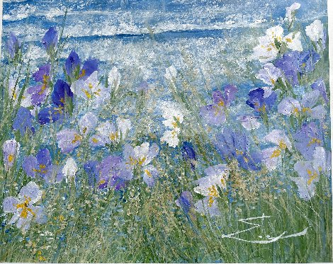 Untitled Iris Floral 2016 26x32 Original Painting - Eda Varricchio