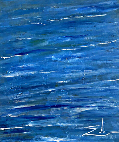 Sea Sparkle 1991 12x10 Acrylic on Canvas Original Painting - Eda Varricchio