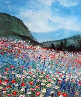 Untitled Floral Landscape AP 1980 Limited Edition Print - Eda Varricchio Untitled Floral Landscape AP 1980 Limited Edition Print - Eda Varricchio