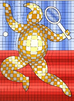 Tennis Player 1980 Limited Edition Print - Victor Vasarely Tennis Player 1980 Limited Edition Print - Victor Vasarely