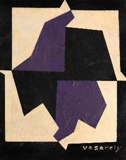 Untitled 12x9 Original Painting - Victor Vasarely Untitled 12x9 Original Painting - Victor Vasarely