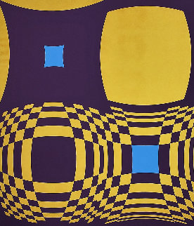 Mi-Ta (Purple and Gold) 1970 Limited Edition Print - Victor Vasarely Mi-Ta (Purple and Gold) 1970 Limited Edition Print - Victor Vasarely