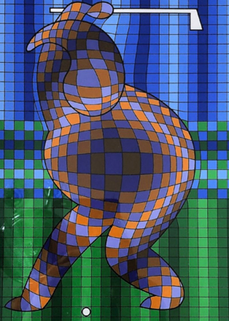 Golfer (Blue and Gold) 1970 Limited Edition Print by Victor Vasarely