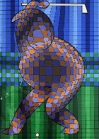 Golfer (Blue and Gold) 1970 Limited Edition Print by Victor Vasarely - 0 Golfer (Blue and Gold) 1970 Limited Edition Print by Victor Vasarely - 0