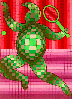 Tennis Player 1977 Limited Edition Print - Victor Vasarely