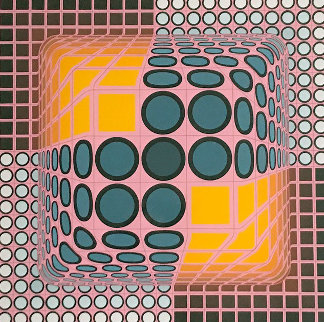 Pink Composition Limited Edition Print - Victor Vasarely Pink Composition Limited Edition Print - Victor Vasarely