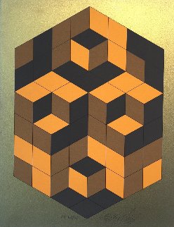 Composition Gold 1980 Limited Edition Print - Victor Vasarely