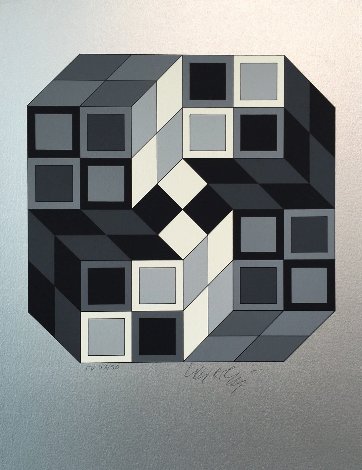 Composition Silver 1980 Limited Edition Print - Victor Vasarely