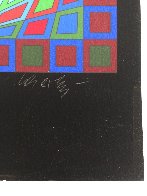 Untitled #4 (Black With Green Square in Center) 1980 Limited Edition Print by Victor Vasarely - 2 Untitled #4 (Black With Green Square in Center) 1980 Limited Edition Print by Victor Vasarely - 2