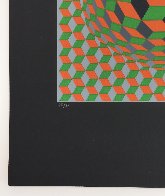 Untitled #6 (2 Black Spheres With Green And Gray) 1970 Limited Edition Print by Victor Vasarely - 2 Untitled #6 (2 Black Spheres With Green And Gray) 1970 Limited Edition Print by Victor Vasarely - 2