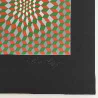 Untitled #6 (2 Black Spheres With Green And Gray) 1970 Limited Edition Print by Victor Vasarely - 3 Untitled #6 (2 Black Spheres With Green And Gray) 1970 Limited Edition Print by Victor Vasarely - 3