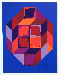 Untitled #7 (Blue, Red And Purple) Limited Edition Print - Victor Vasarely