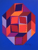 Untitled #7 (Blue, Red And Purple) Limited Edition Print by Victor Vasarely - 4 Untitled #7 (Blue, Red And Purple) Limited Edition Print by Victor Vasarely - 4