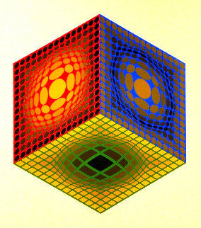 Cube 1980 Limited Edition Print - Victor Vasarely Cube 1980 Limited Edition Print - Victor Vasarely
