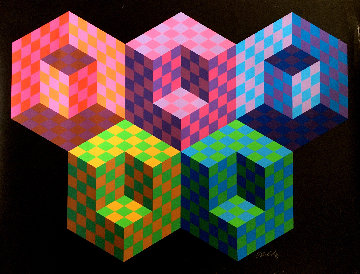 Hexa 5 EA 1988 Limited Edition Print - Victor Vasarely Hexa 5 EA 1988 Limited Edition Print - Victor Vasarely