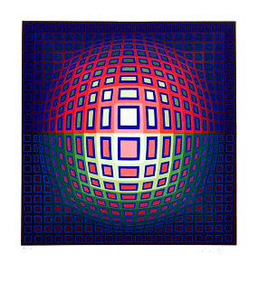 Pink Composition Limited Edition Print - Victor Vasarely Pink Composition Limited Edition Print - Victor Vasarely