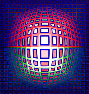 Pink Composition 1980 Limited Edition Print - Victor Vasarely Pink Composition 1980 Limited Edition Print - Victor Vasarely
