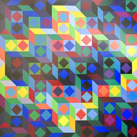 Untitled Geometric Composition Limited Edition Print - Victor Vasarely