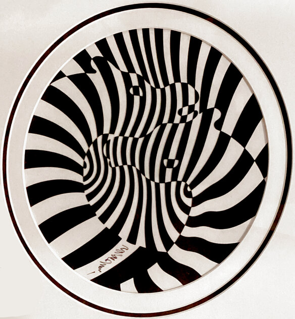 Zebra 1988 Limited Edition Serigraph on Acrylic Disk by Victor