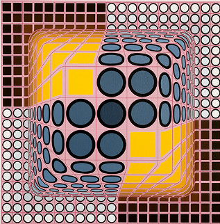 Pink Composition Limited Edition Print - Victor Vasarely Pink Composition Limited Edition Print - Victor Vasarely